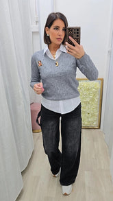 PULL TRECCIA ORSO GRIGIO ART.1197
